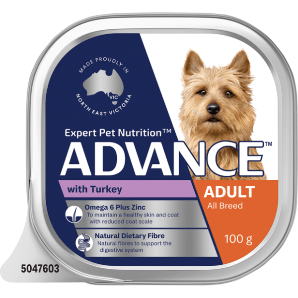 ADVANCE Adult Single Serve Turkey Wet Dog Food Trays - Furbabies Online