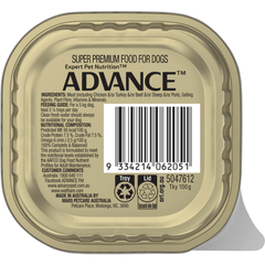 ADVANCE Adult Single Serve Turkey Wet Dog Food Trays - Furbabies Online