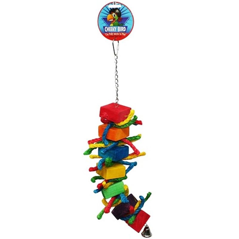 Cheeky Bird Block & Rope with Bell Medium - Furbabies Online