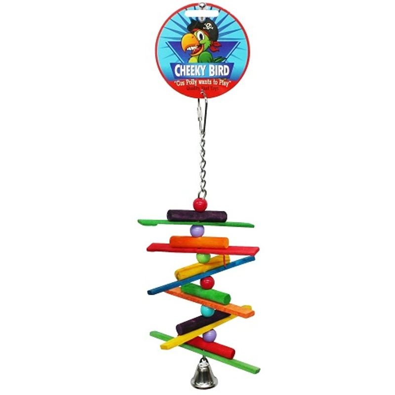 CHEEKY BIRD SPIRAL STICKS WITH BELL SMALL - Furbabies Online