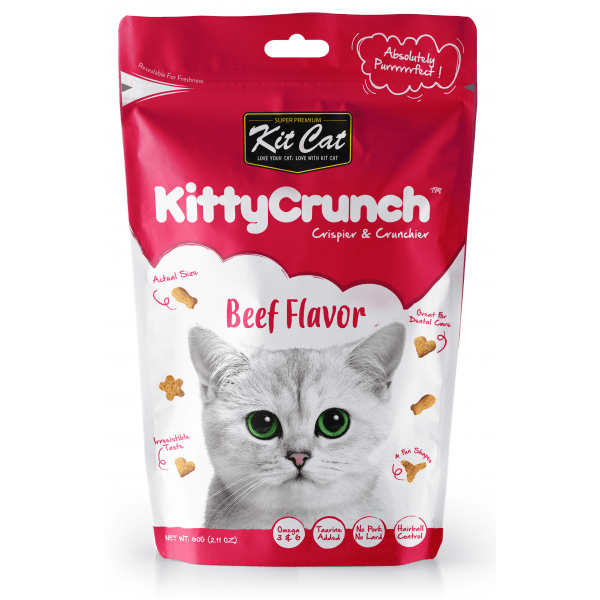 Kit Cat Kitty Crunch Treat Beef 60gm - Furbabies Online