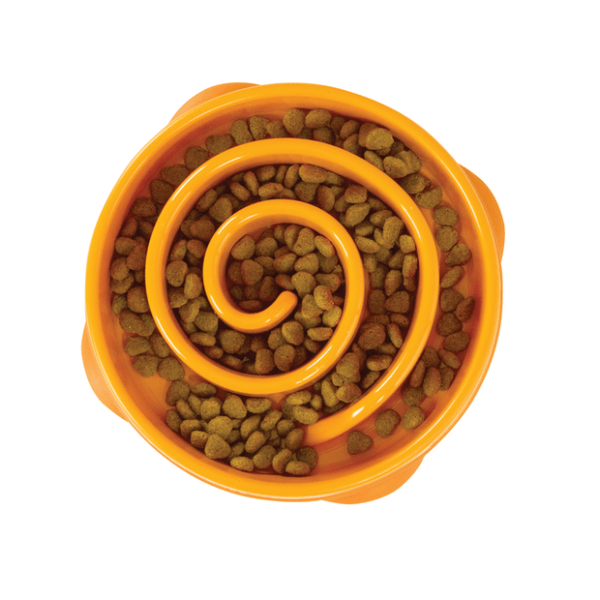 OUTWARD HOUND Fun Feeder Slo Bowl Orange - Furbabies Online