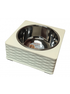 Stainless Steel Bamboo Enclosed Bowl Single Beige 17cm - Furbabies Online