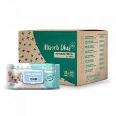 Absorb Plus Antibacterial Dog Wipes Baby Powder 80 Sheets 20 x 15cm - Furbabies Online