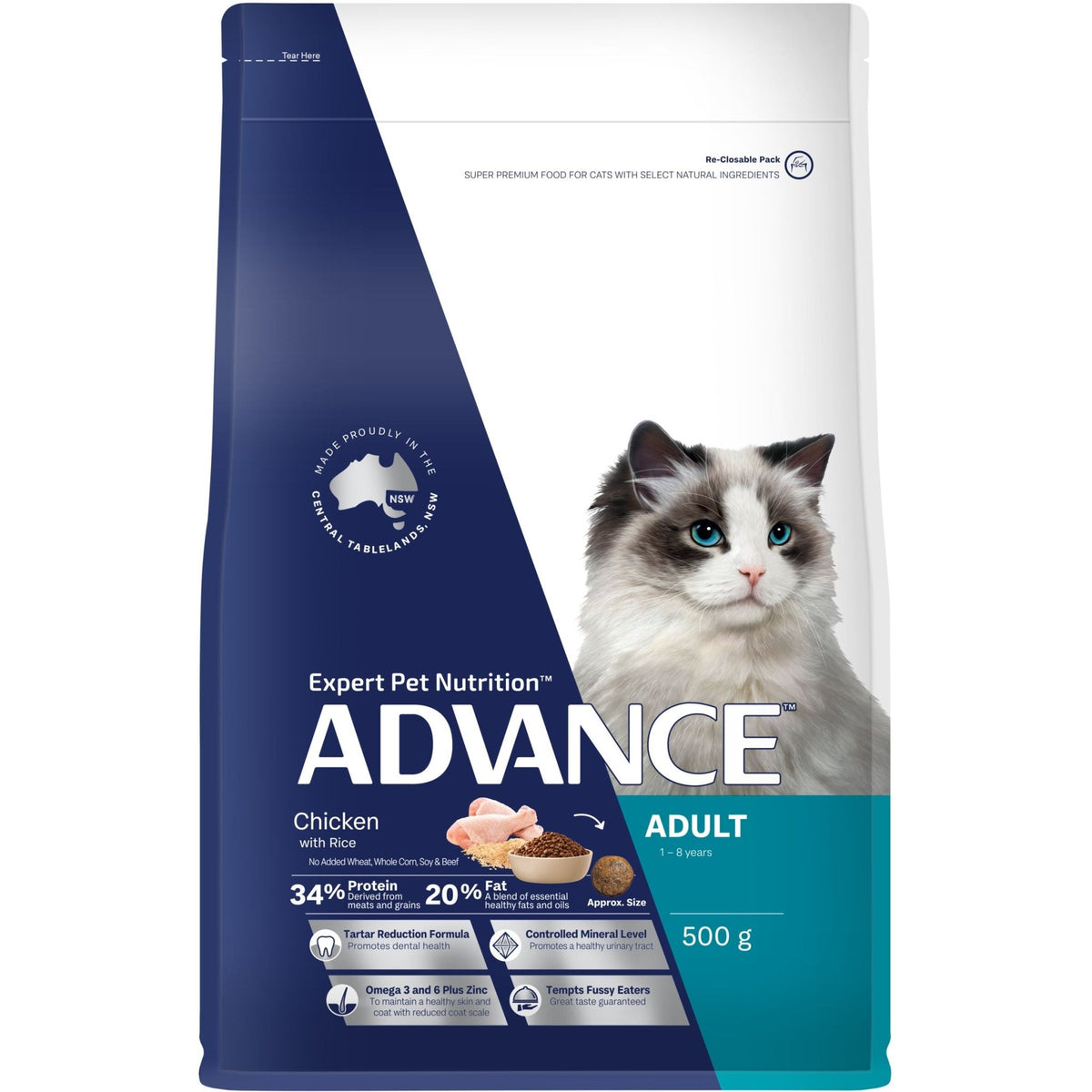 Advance Cat Chicken & Rice 500g - Furbabies Online