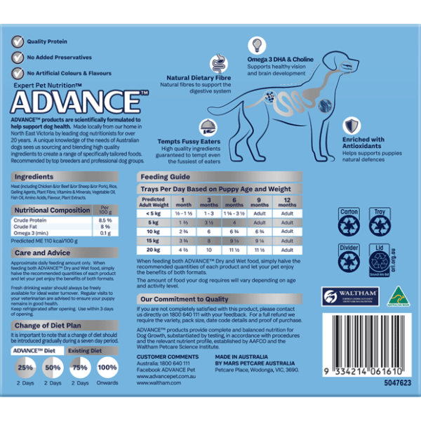 ADVANCE Puppy Single Serve Wet Dog Food Chicken With Rice - Furbabies Online