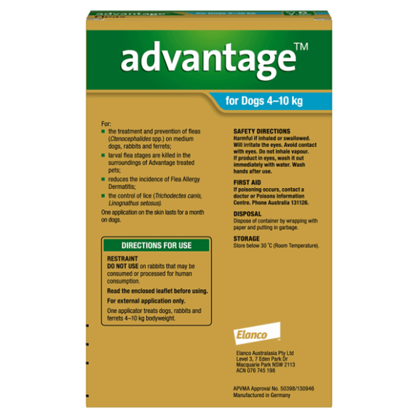 Advantage Medium Dog Aqua - Furbabies Online