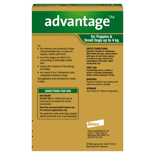 Advantage Small Dog Green - Furbabies Online