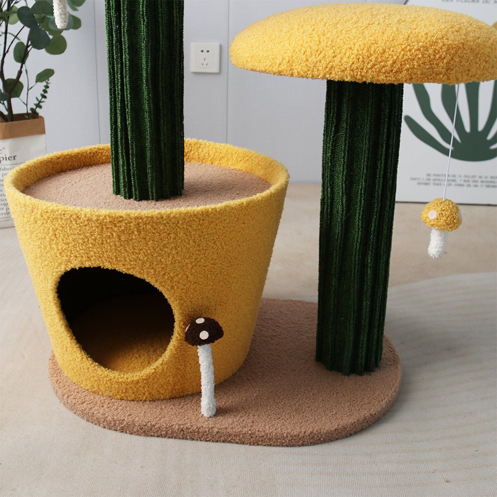 CATIO 2 - Level Yellow Mushroom Cat Scratching Tree - Furbabies Online