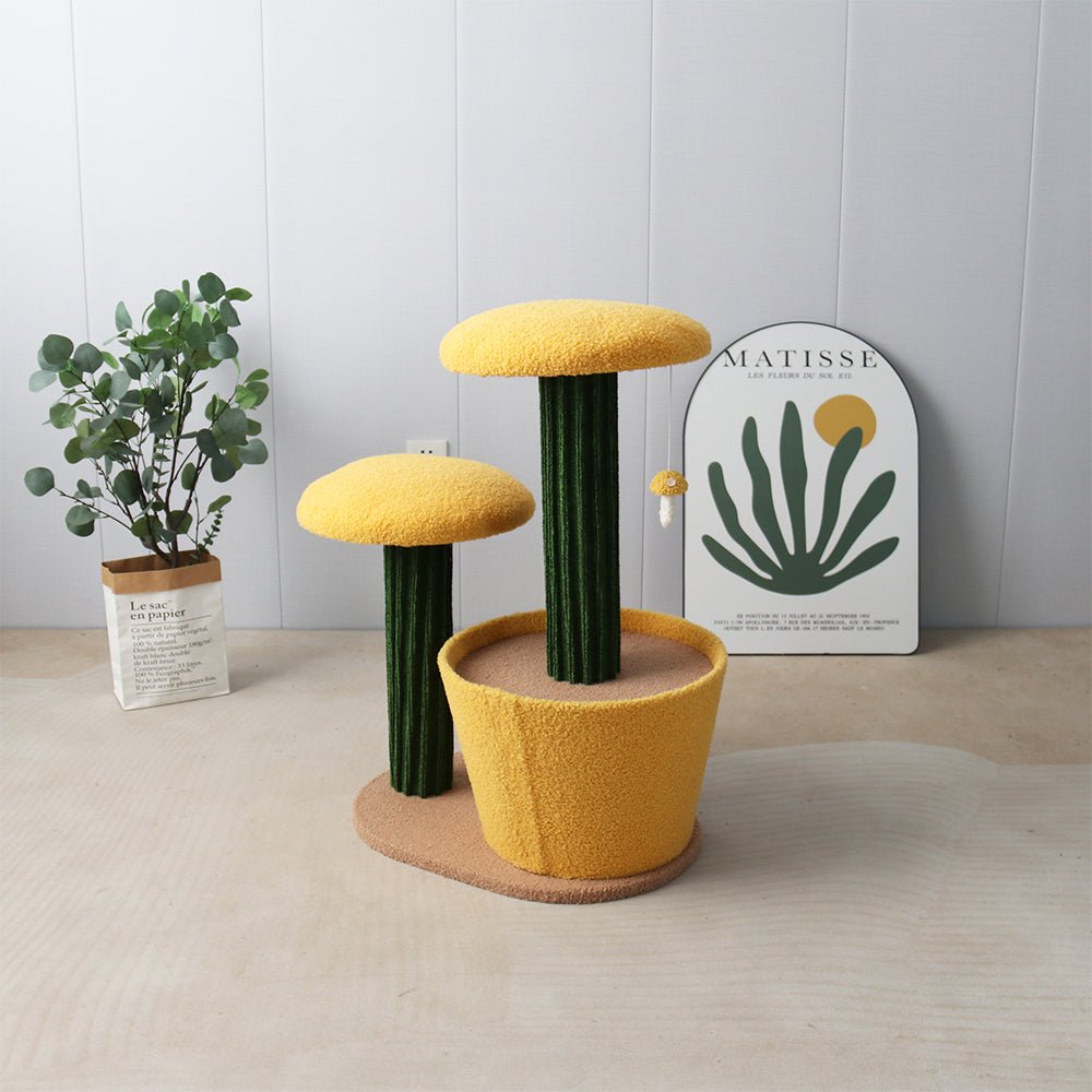 CATIO 2 - Level Yellow Mushroom Cat Scratching Tree - Furbabies Online