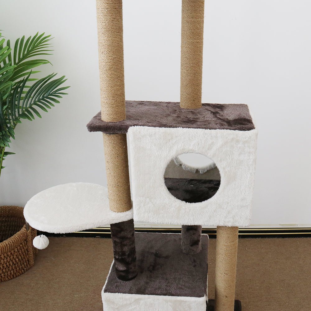 CATIO Deluxe Multi - Function Three - Level Dual Cat Scratching Tree 141cm - Furbabies Online