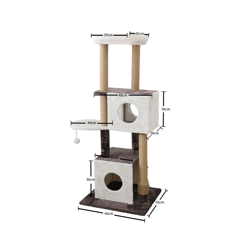 CATIO Deluxe Multi - Function Three - Level Dual Cat Scratching Tree 141cm - Furbabies Online