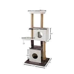 CATIO Deluxe Multi - Function Three - Level Dual Cat Scratching Tree 141cm - Furbabies Online