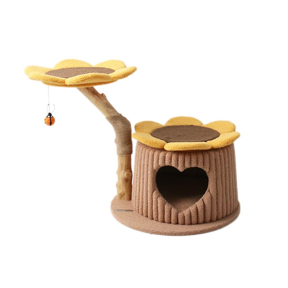 CMISSTREE Heart Shaped Cat House With Sunflower Cat Tree - Furbabies Online