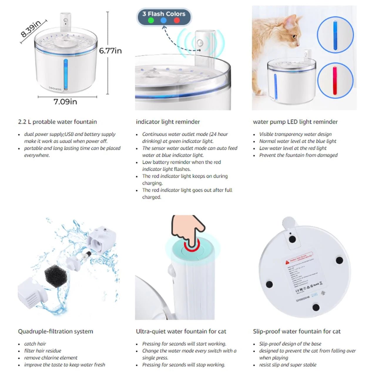 Dogness water fountain plus 3.2l - Furbabies Online