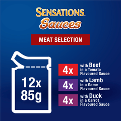 FELIX SENSATIONS SAUCES MEAT SELECTION 12X85G - Furbabies Online