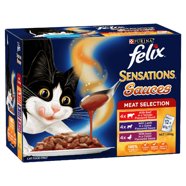 FELIX SENSATIONS SAUCES MEAT SELECTION 12X85G - Furbabies Online