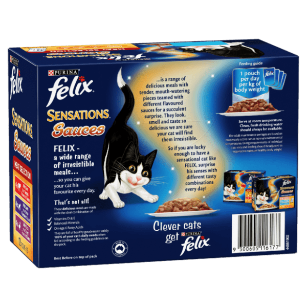 FELIX SENSATIONS SAUCES MEAT SELECTION 12X85G - Furbabies Online
