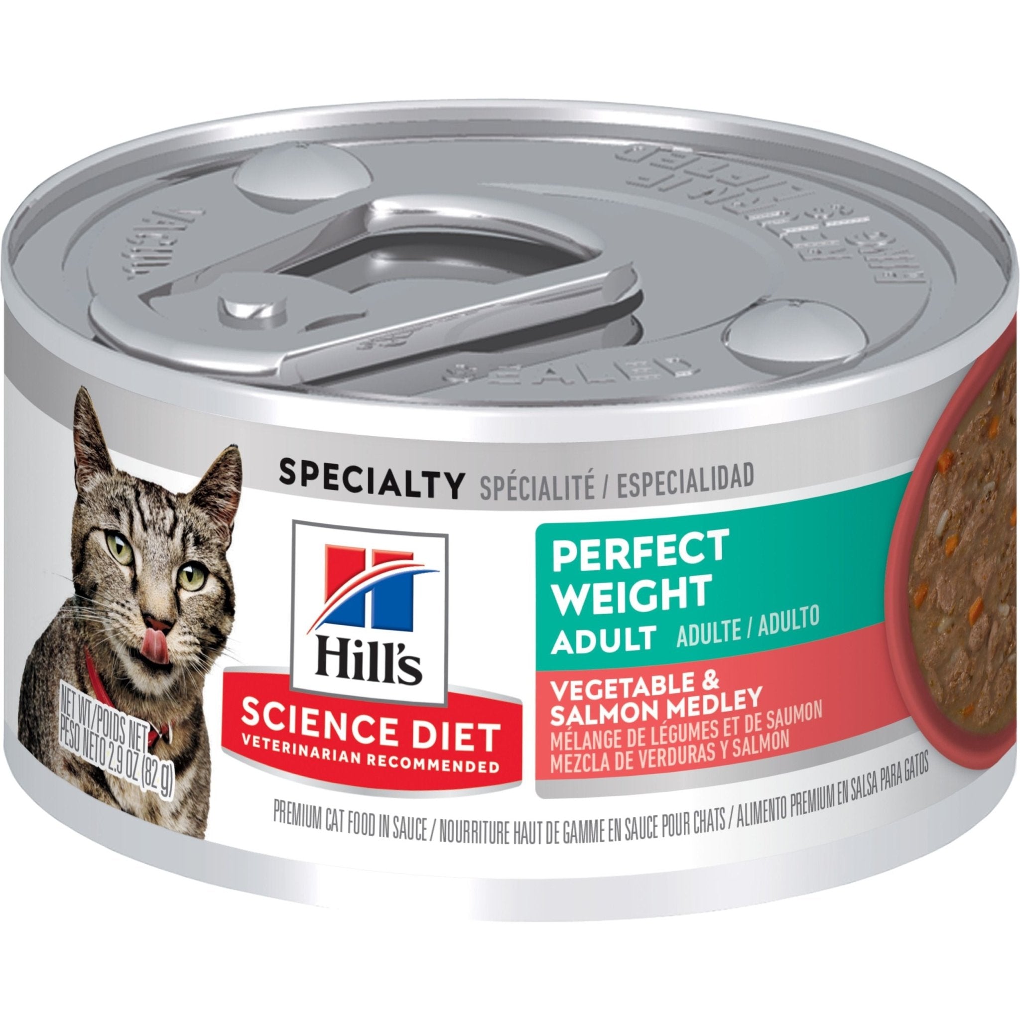 Hills Cat Adult Perfect Weight Veg Salmon 82g 24PK - Furbabies Online