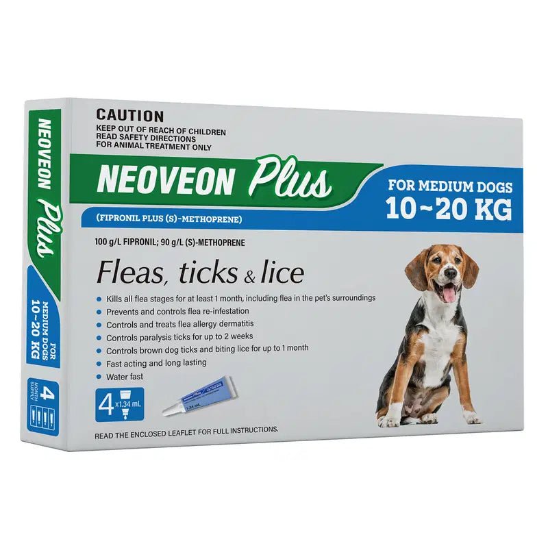 NEOVEON PLUS FOR MEDIUM DOGS UP TO 10KG - 20KG 4 PACK - Furbabies Online