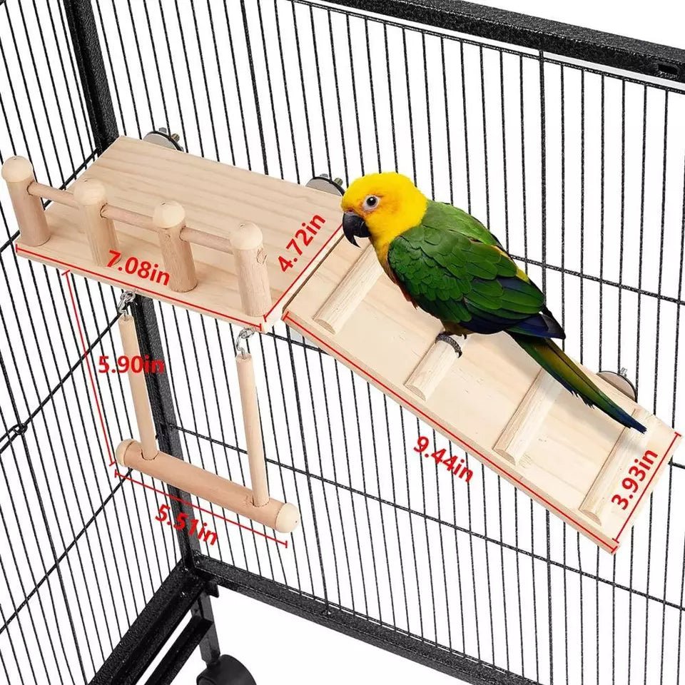Perches Bird Platform Swing with Climbing Ladder, - Furbabies Online