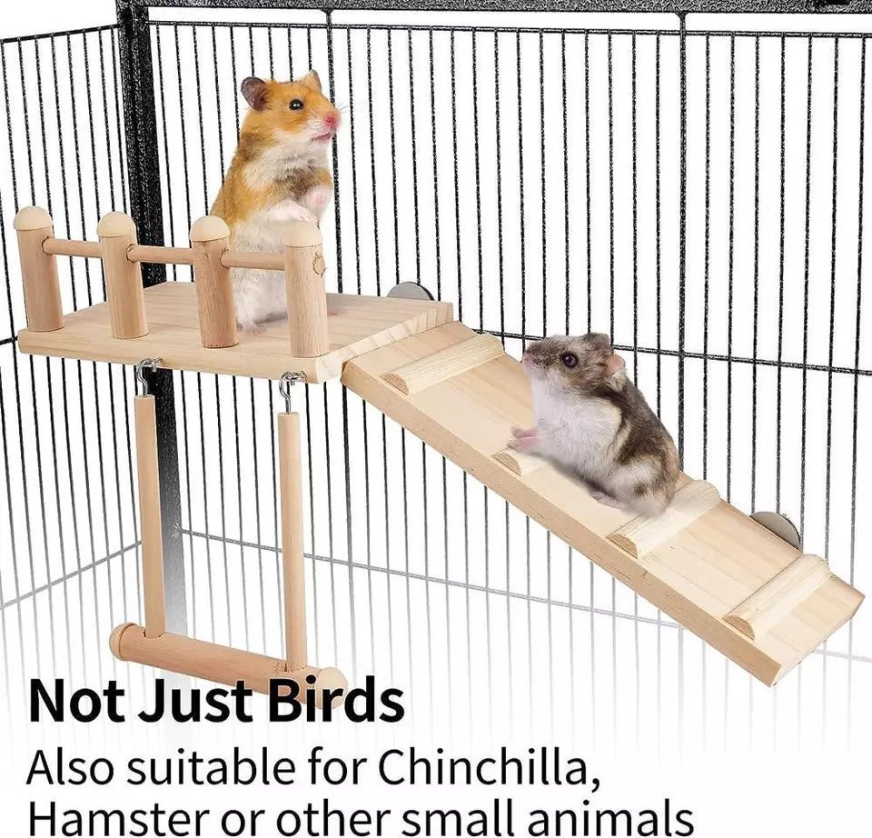 Perches Bird Platform Swing with Climbing Ladder, - Furbabies Online