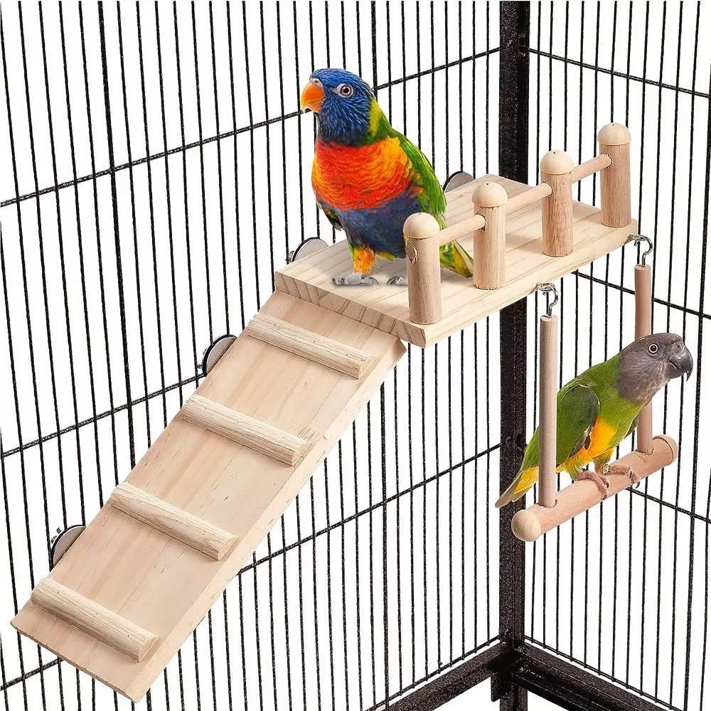 Perches Bird Platform Swing with Climbing Ladder, - Furbabies Online