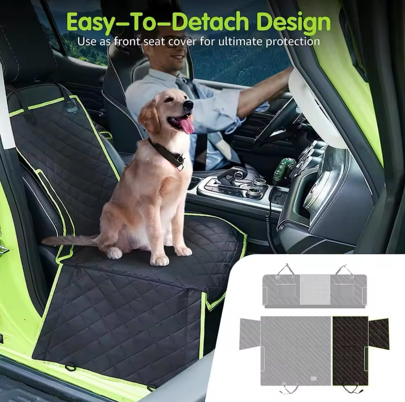 Pet Amigos 6 - in - 1 Dog Car Seat Cover for Back Seat, 100% Waterproof - Furbabies Online