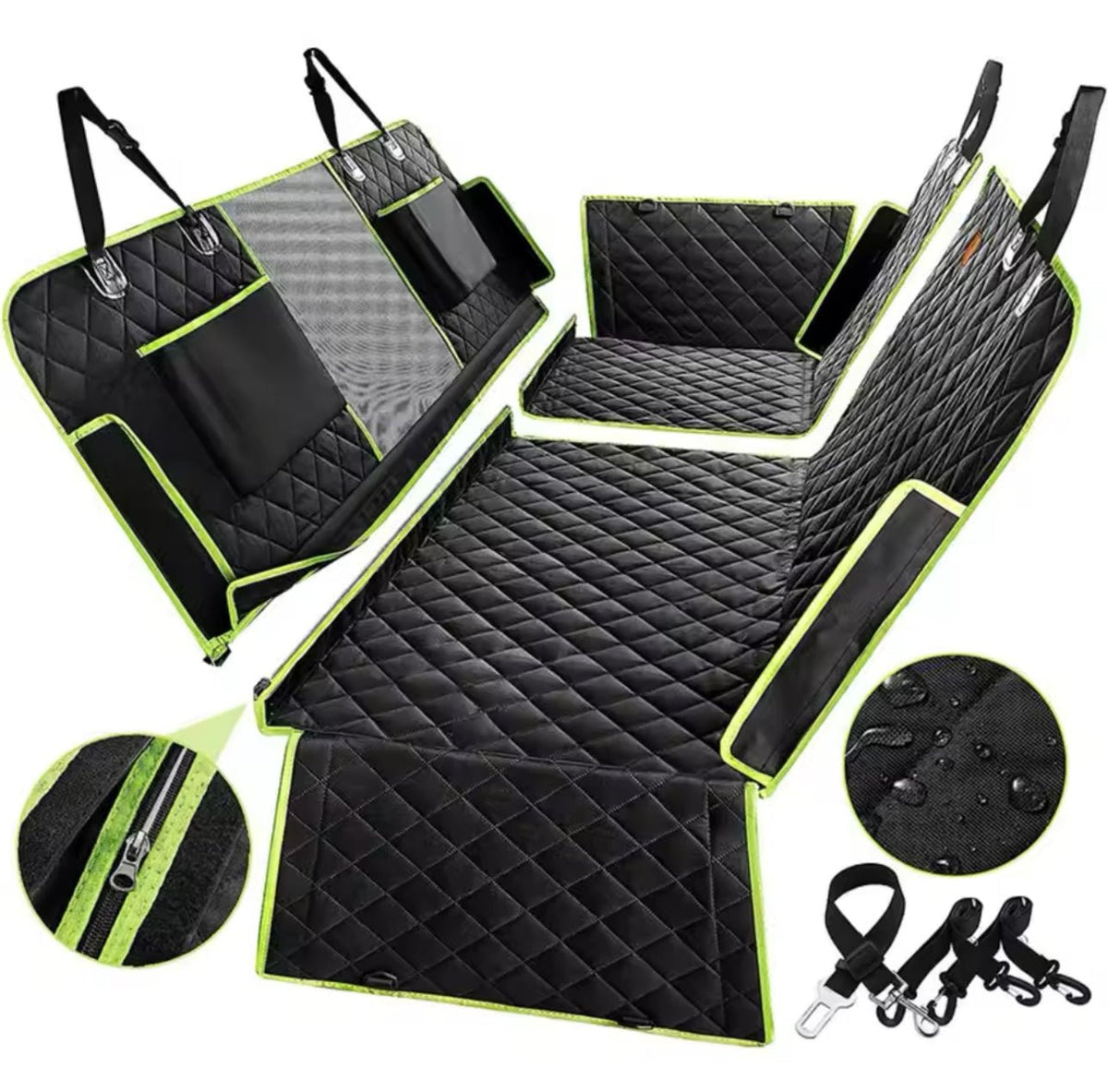 Pet Amigos 6 - in - 1 Dog Car Seat Cover for Back Seat, 100% Waterproof - Furbabies Online