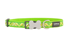 Red Dingo Dog Collar 15mm x 24 - 36cm Flanno Lime Green - Furbabies Online