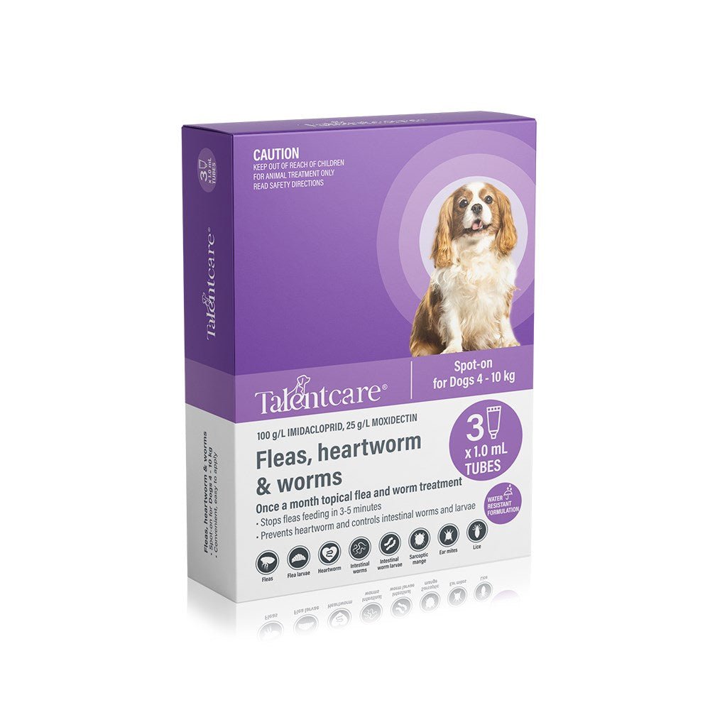 TALENTCARE Flea And Worming Spot - on For Dogs 4 - 10Kg 1ml x 3Tubes - Furbabies Online