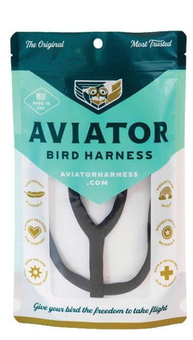 The Aviator LARGE BIRD HARNESS & LEASH - Black - Furbabies Online