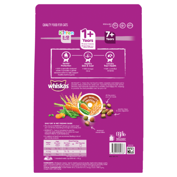 WHISKAS DRY ADULT CHICKEN AND RABBIT 6.5KG - Furbabies Online