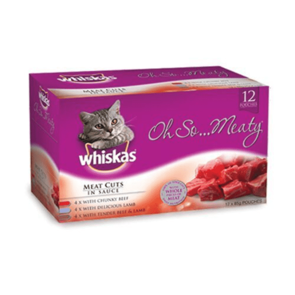 WHISKAS WET SO MEATY MVMS 85G 1X12PK - Furbabies Online