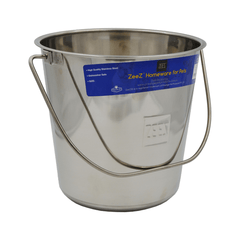 Zeez Stainless Steel Round Bucket Pail: Ultimate Durability for Pet Care - Furbabies Online